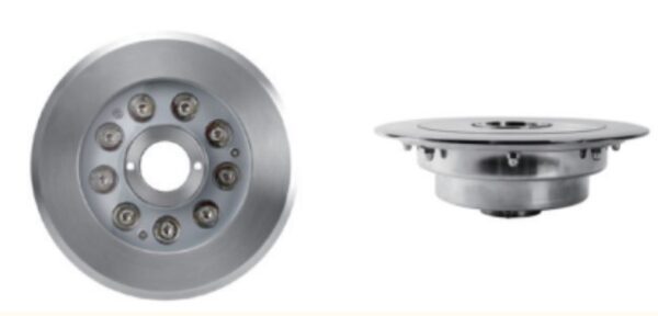 Прожектор для фонтана круглый под форсунку (нерж.SS316) HJ-FL170-32 6W/12V/IP68/RGB/ф170 мм